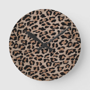 cheetah leopard print round clock