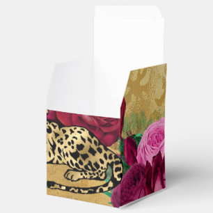 Cheetah Leopard Red Rose Floral Flower Pattern Favour Box