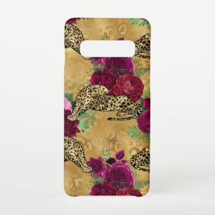 Cheetah Leopard Red Rose Floral Flower Pattern Samsung Galaxy Case