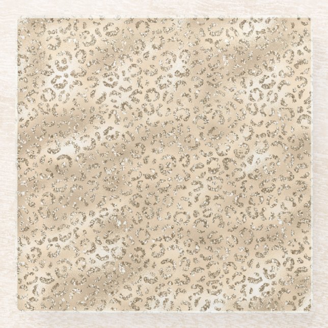 Cheetah Leopard Skin Print Pattern Animal Glass Coaster (Front)