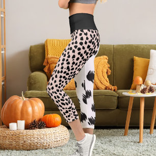 Cheetah Leopard Wildlife Cat Pattern Spots Print Capri Leggings