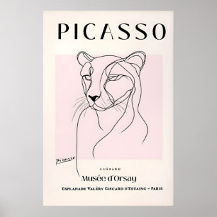 Cheetah line art print, Picasso poster, Minimalist Poster