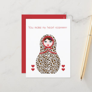 Cheetah Matryoshka valentines card