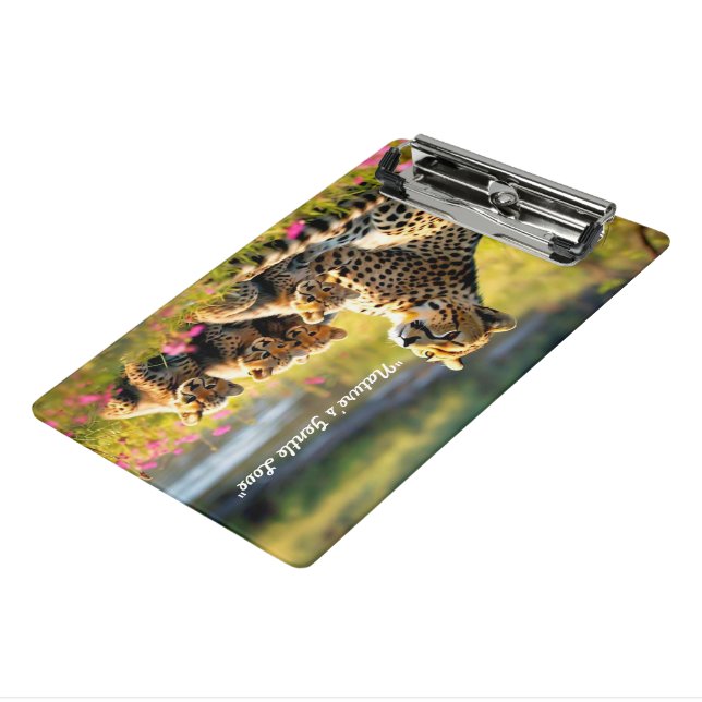"Cheetah Mother and Cubs" Mini Clipboard (Angled3)