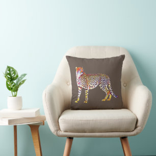 Cheetah Mother with Cubs Motif Predator Cat Animal Cushion