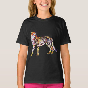 Cheetah Mother with Cubs Motif Predator Cat Animal T-Shirt