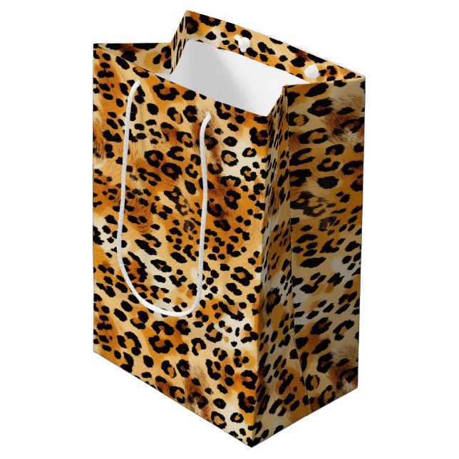 Cheetah or Leopard Safari Animal Fur Prints Medium Gift Bag (Front Angled)