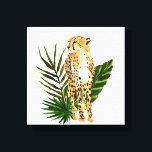 Cheetah Outlook Canvas Print<br><div class="desc">Cheetah Outlook I by Annie Warren. A cheetah in a watercolor style looks on with tropical green leaves in the background. | 164730Z</div>