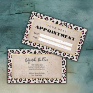 Cheetah Pattern And Gold Vintage Appointment Card