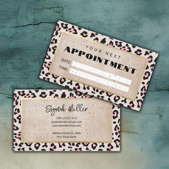 Cheetah Pattern And Gold Vintage Appointment Card (Creator Uploaded)