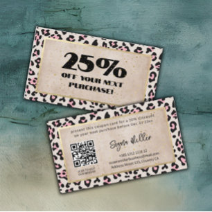 Cheetah Pattern And Gold Vintage Discount Card