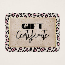 Cheetah Pattern And Gold Vintage Gift Certificate