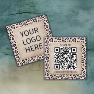 Cheetah Pattern And Gold Vintage Square Business Card