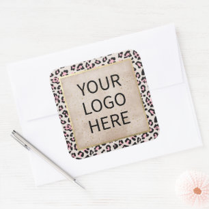 Cheetah Pattern And Gold Vintage Square Sticker