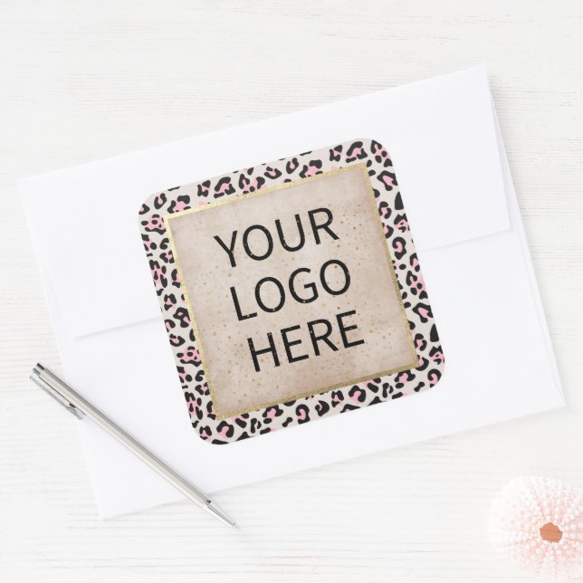 Cheetah Pattern And Gold Vintage Square Sticker (Envelope)