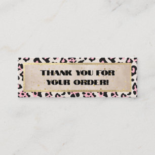 Cheetah Pattern And Gold Vintage Thank You Mini Business Card