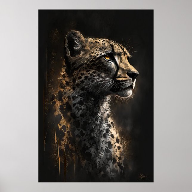 Cheetah Portrait Animal Nature Wildlife Art Spirit Poster (Front)