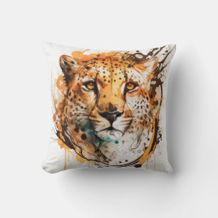 Cheetah Portrait Animal Painting Wildlife Outdoor Cushion