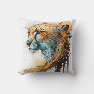 Cheetah Portrait Animal Painting Wildlife Outdoor Cushion