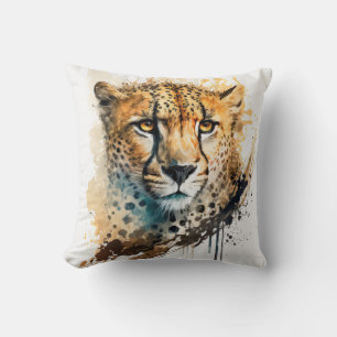 Cheetah Portrait Animal Painting Wildlife Outdoor Cushion
