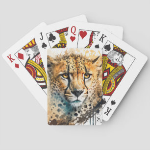Cheetah Portrait Animal Painting Wildlife Outdoor Playing Cards