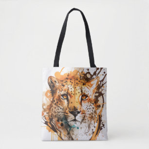 Cheetah Portrait Animal Painting Wildlife Outdoor Tote Bag