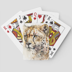 Cheetah Portrait Animal Painting Wildlife Outdoors Playing Cards
