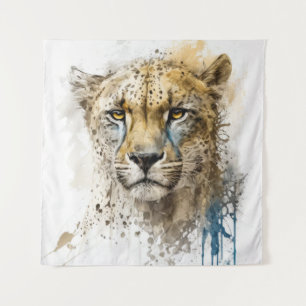 Cheetah Portrait Animal Painting Wildlife Outdoors Tapestry