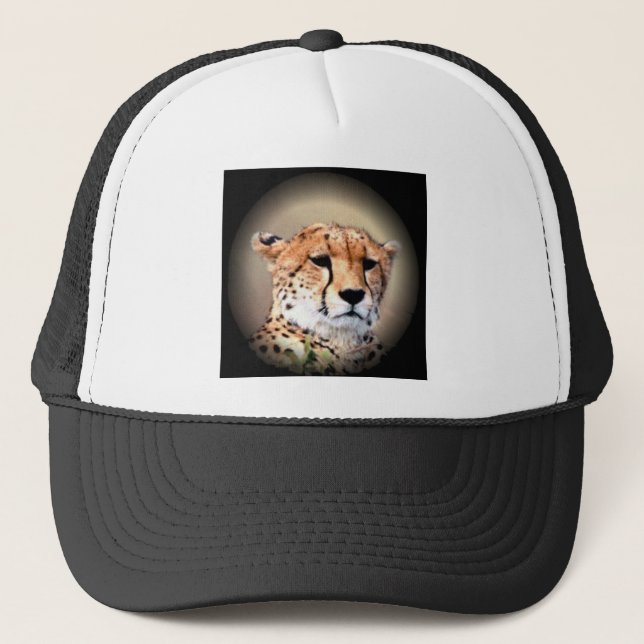 Cheetah Portrait by Full Moon: Nature's Grace Trucker Hat (Front)