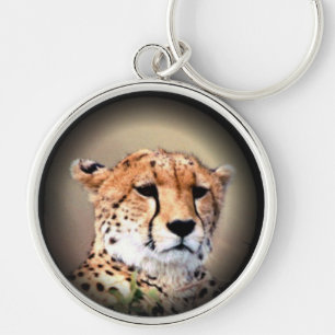 Cheetah Portrait, Full Moon: Nature's Grace Key Ring