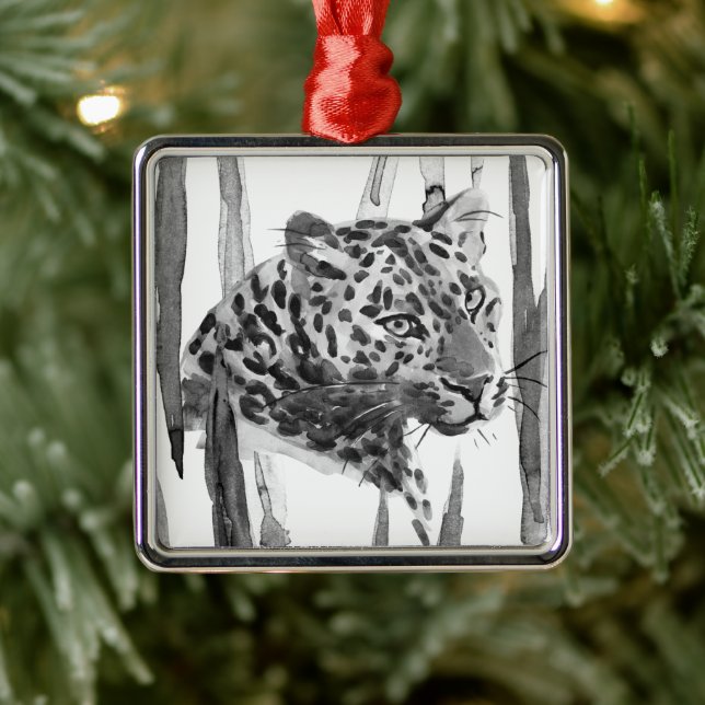 Cheetah Portrait Metal Tree Decoration (Tree)