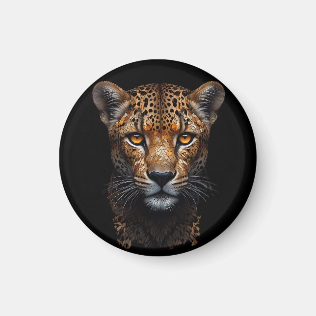 Cheetah Portrait on black Magnet (Front)