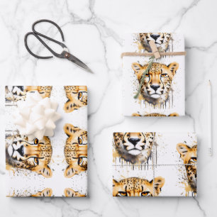 Cheetah Portrait Wrapping Paper Sheet
