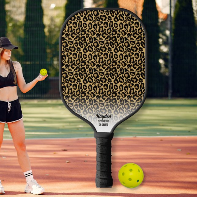 Cheetah Print Animal Pattern Personalised Text Pickleball Paddle (Creator Uploaded)