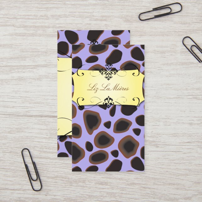 Cheetah print business cards (Front/Back In Situ)