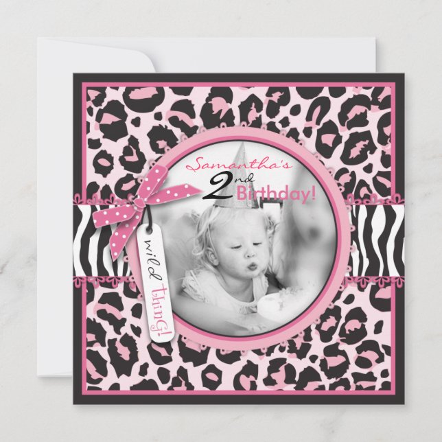 Cheetah Print & Cupcake Photo Template Birthday (Front)