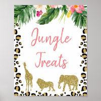 Cheetah Print Gold Glitter Safari Birthday Sign