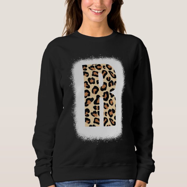 Cheetah Print Letter R  Initial Letter R Leopard B Sweatshirt (Front)