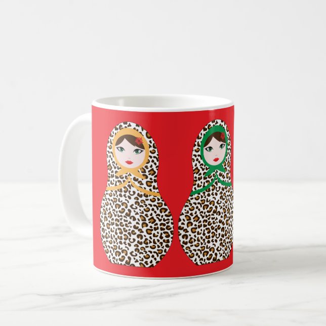 Cheetah Print Matryoshka Coffee Mug  (Front Left)