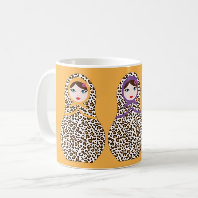 Cheetah Print Matryoshka Coffee Mug  (Front Left)