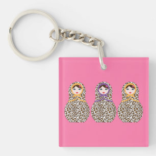 Cheetah Print Matryoshka Keychain