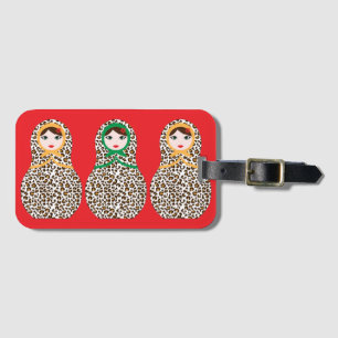 Cheetah Print Matryoshka Luggage Tag