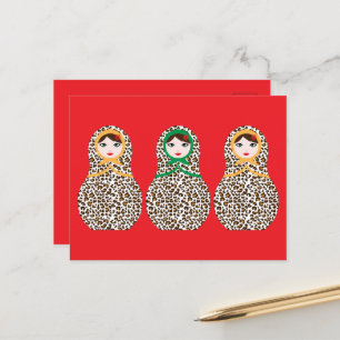 Cheetah Print Matryoshka Postcard