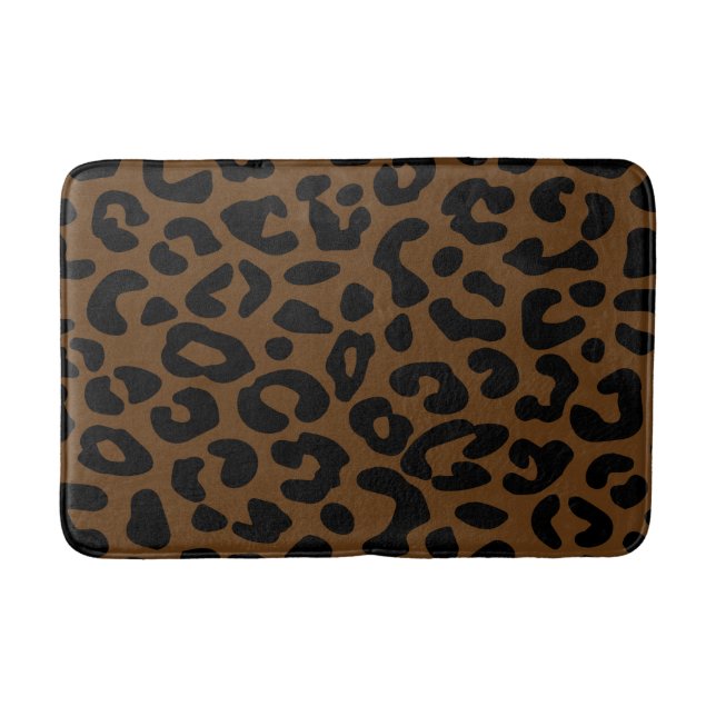 Cheetah Print Pattern Black Brown Bath Mat (Front)