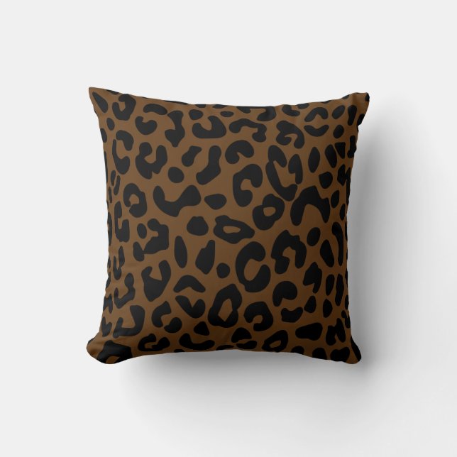 Cheetah Print Pattern Black Brown Cushion (Front)
