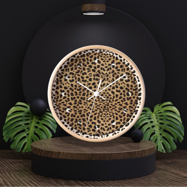 Cheetah Print pattern  Clock (Cheetah Print Clock by Looly Elzayat)