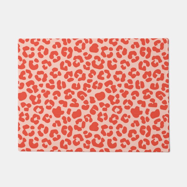 Cheetah Print Pattern Red Doormat (Front)
