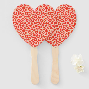 Cheetah Print Pattern Red Hand Fan