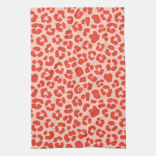 Cheetah Print Pattern Red Tea Towel