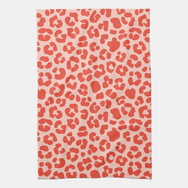 Cheetah Print Pattern Red Tea Towel (Vertical)